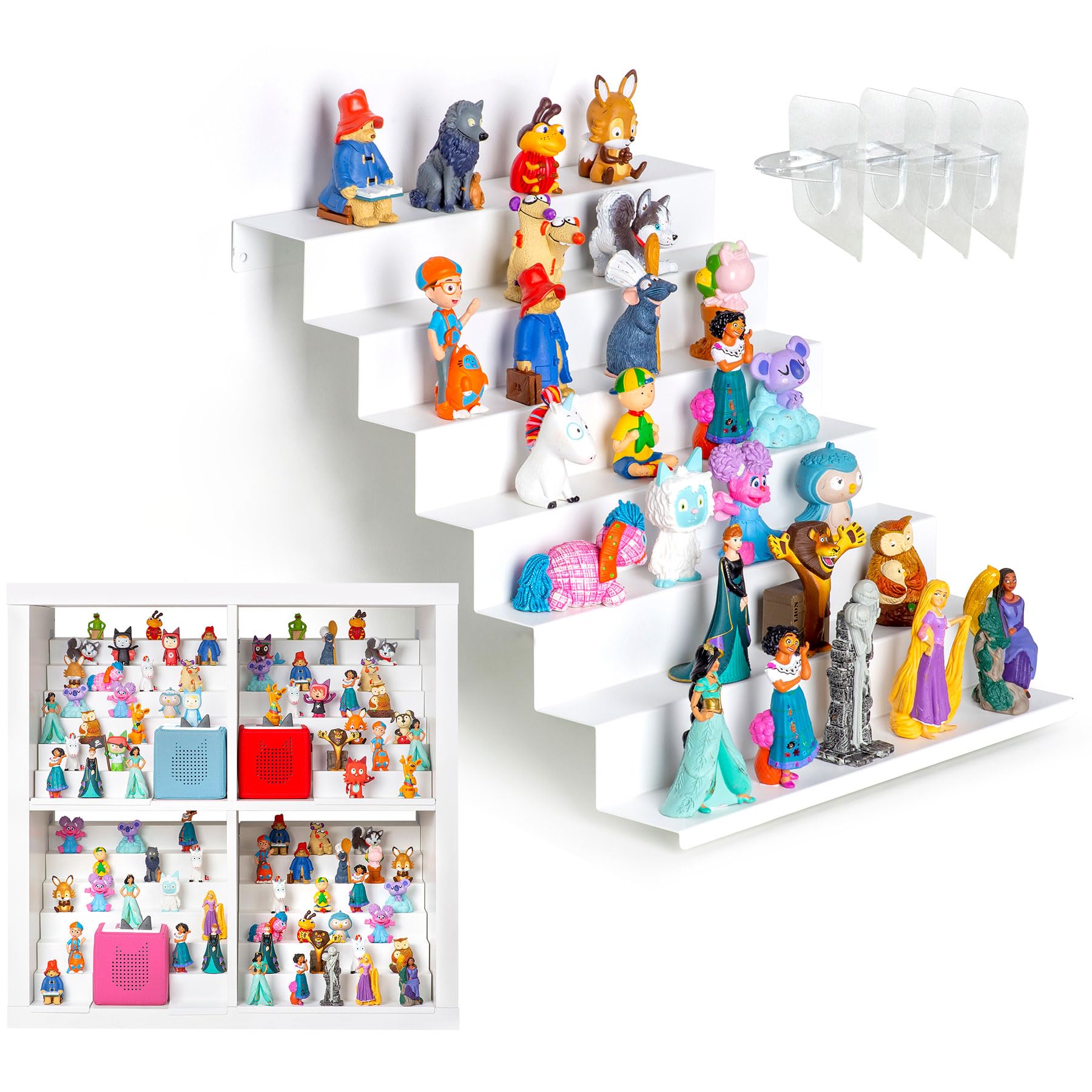 Tnvodejo for Ladder Tonies Box Tonie Storage Shelf,Tonies Box Metal Shelf Tonie Figurines 40-45Pcs,for IKEA Kallax Shelf Cubes Insert Tonies Display.