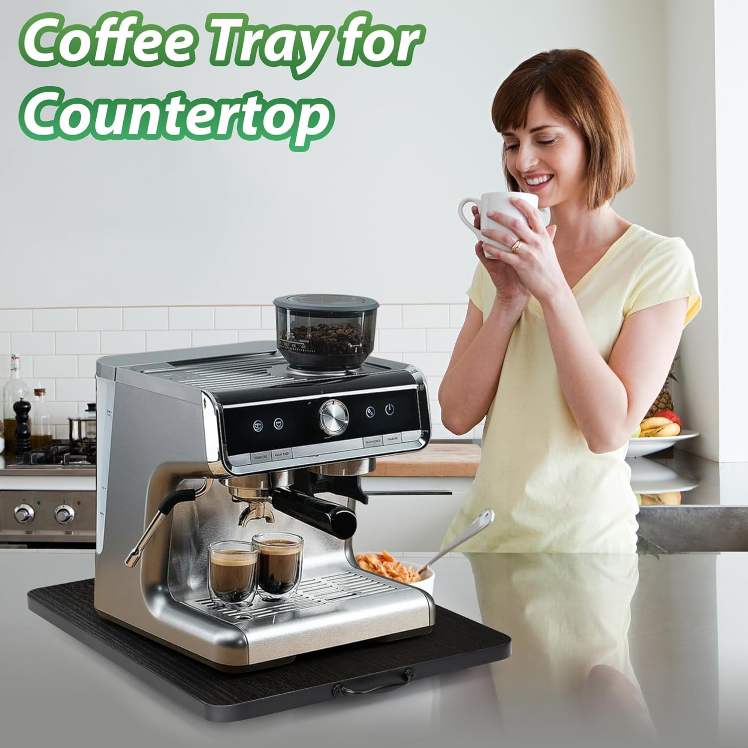 Appliance Slider, Sliding Tray for Coffee Maker, Coffee Pot Slider for Countertop, 360° Rolling Tray Appliance Slider for Kitchen Appliances- Black (10” X 12”)