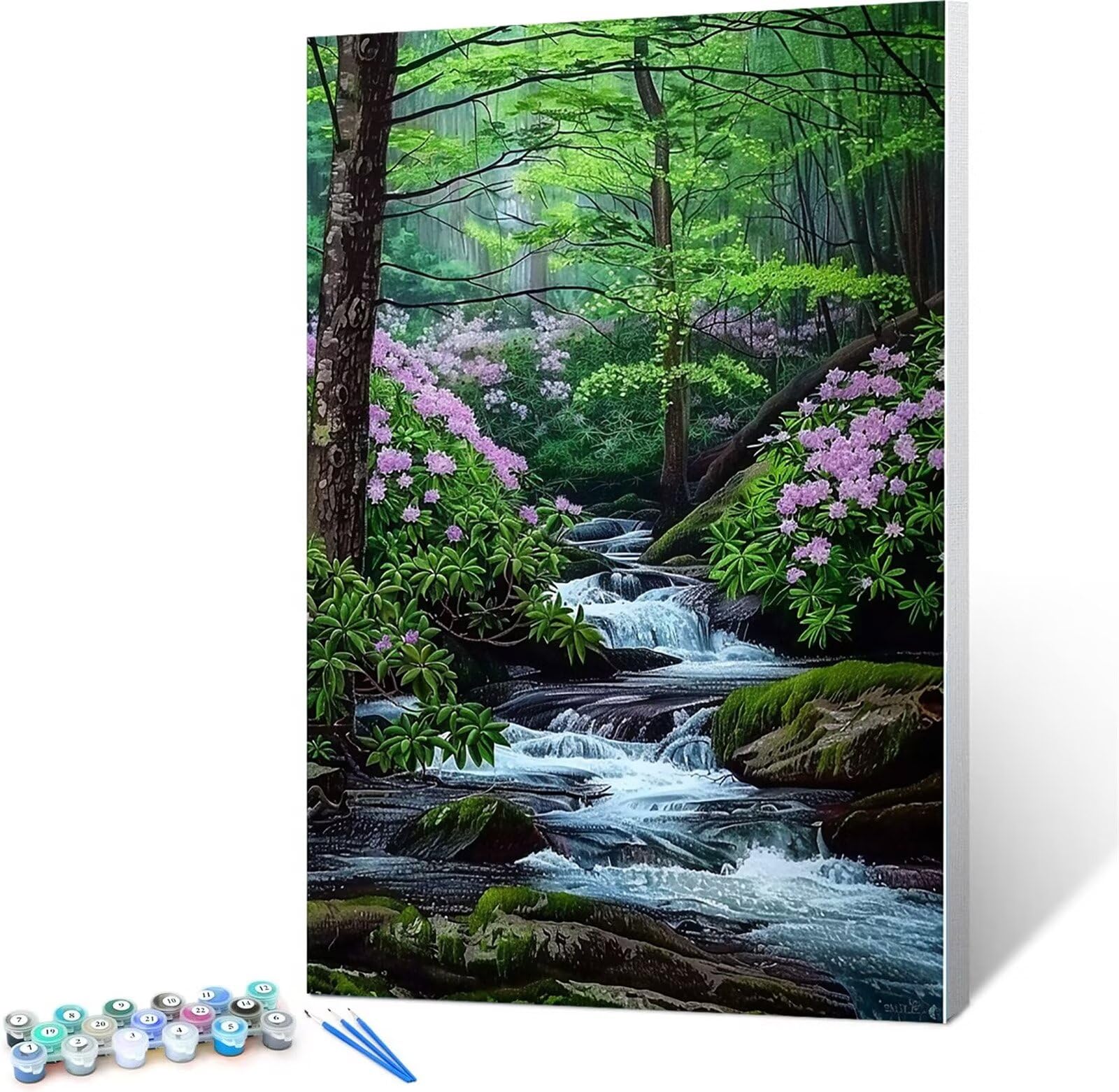 Peepezo Dipingere con i Numeri per Adulti Bambini Principianti, Paint by Numbers Flusso Kit Fai da te Olio La pittura di Numeri Kit Decora la casa Regalo Rododendro 60x80cm (Con Scatola)