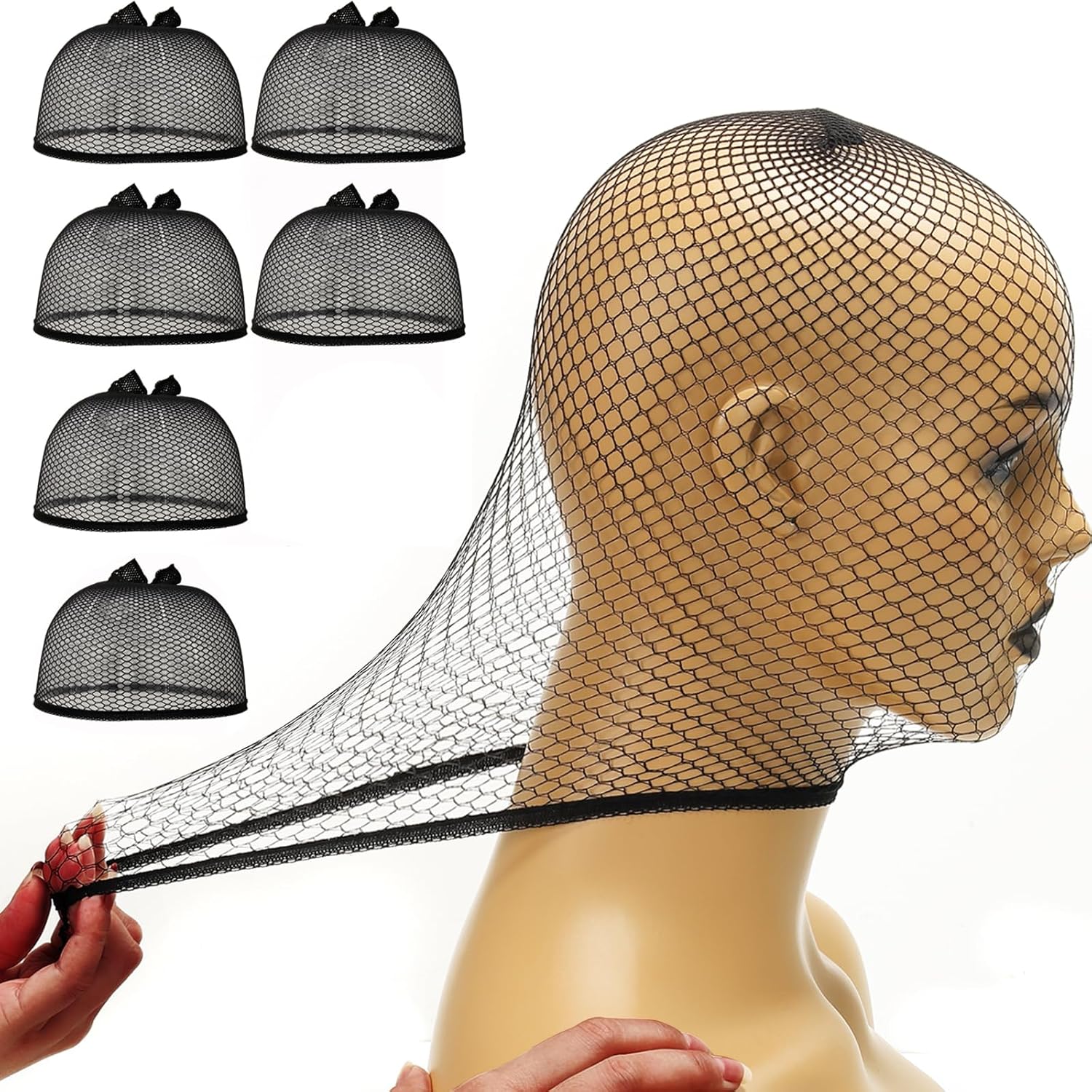 BEEOS Mesh Wig Cap, 6 Pieces Hair Net for Wig Closed End