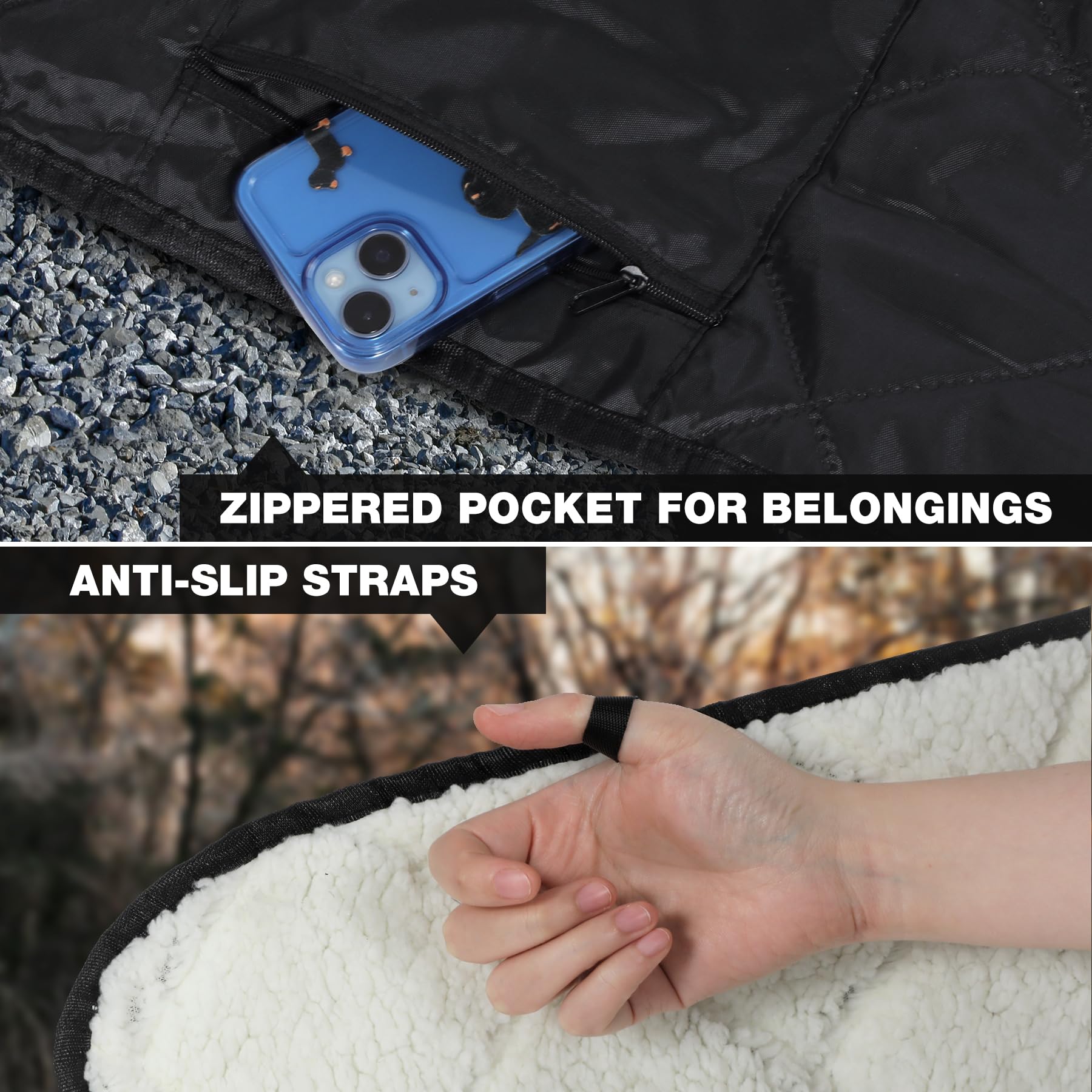 REDCAMP Campingdecke mit Sherpa-Futter, große, warme, wasserdichte und winddichte Outdoor-Decke für Camping und Stadion, maschinenwaschbar, 150 x 200 cm, Weiß