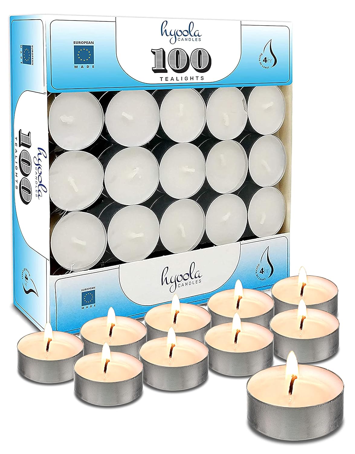 Hyoola Tea Lights Candles 100 Bulk Candles Pack Natural Palm Oil