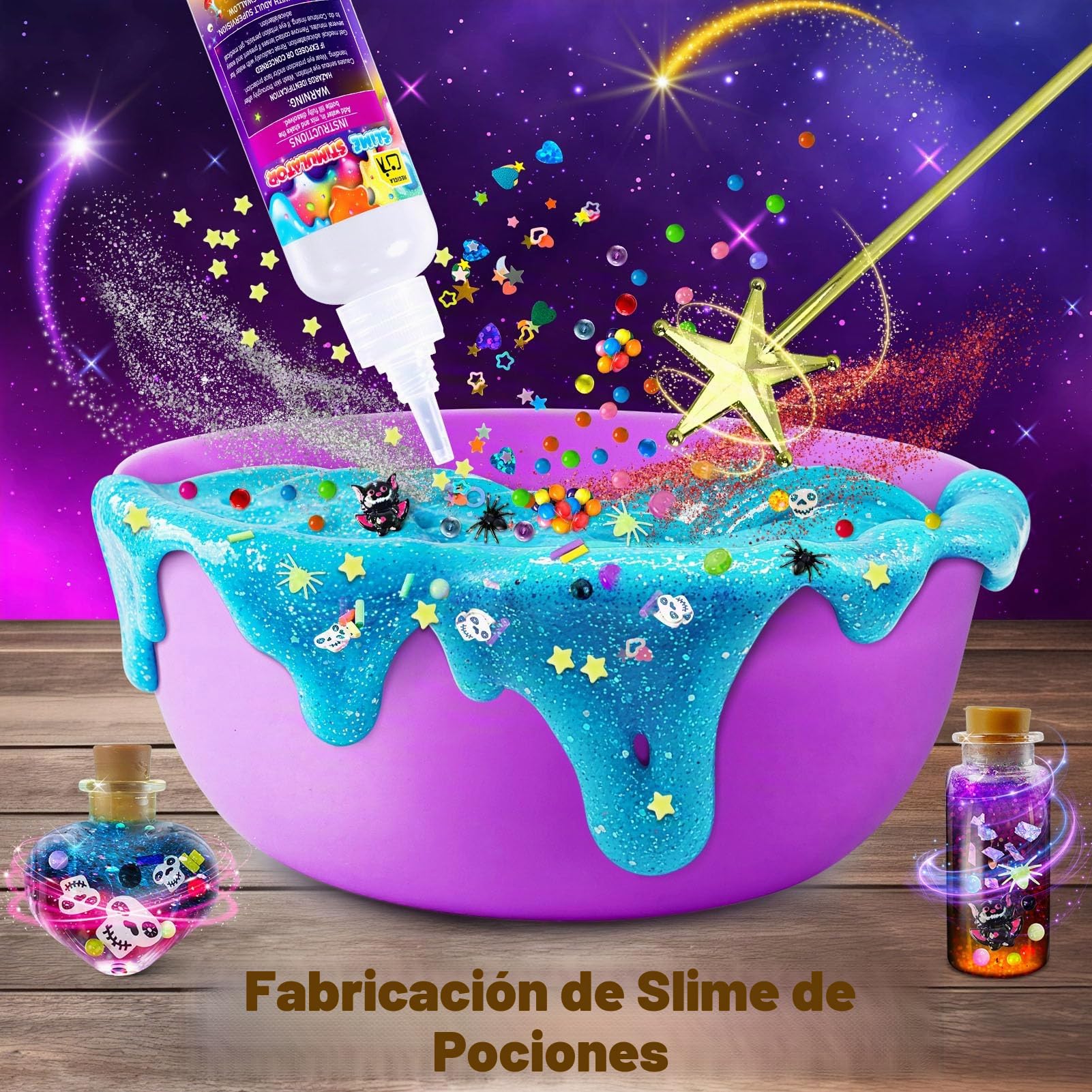 Galaxy Wizard Slime Making Kit para niños – DIY Slime Set con complementos | Purpurina crujiente, Bolas de Espuma, Colgantes, Purpurina, Regalo para niños y niñas a Partir de 3 – 12 años