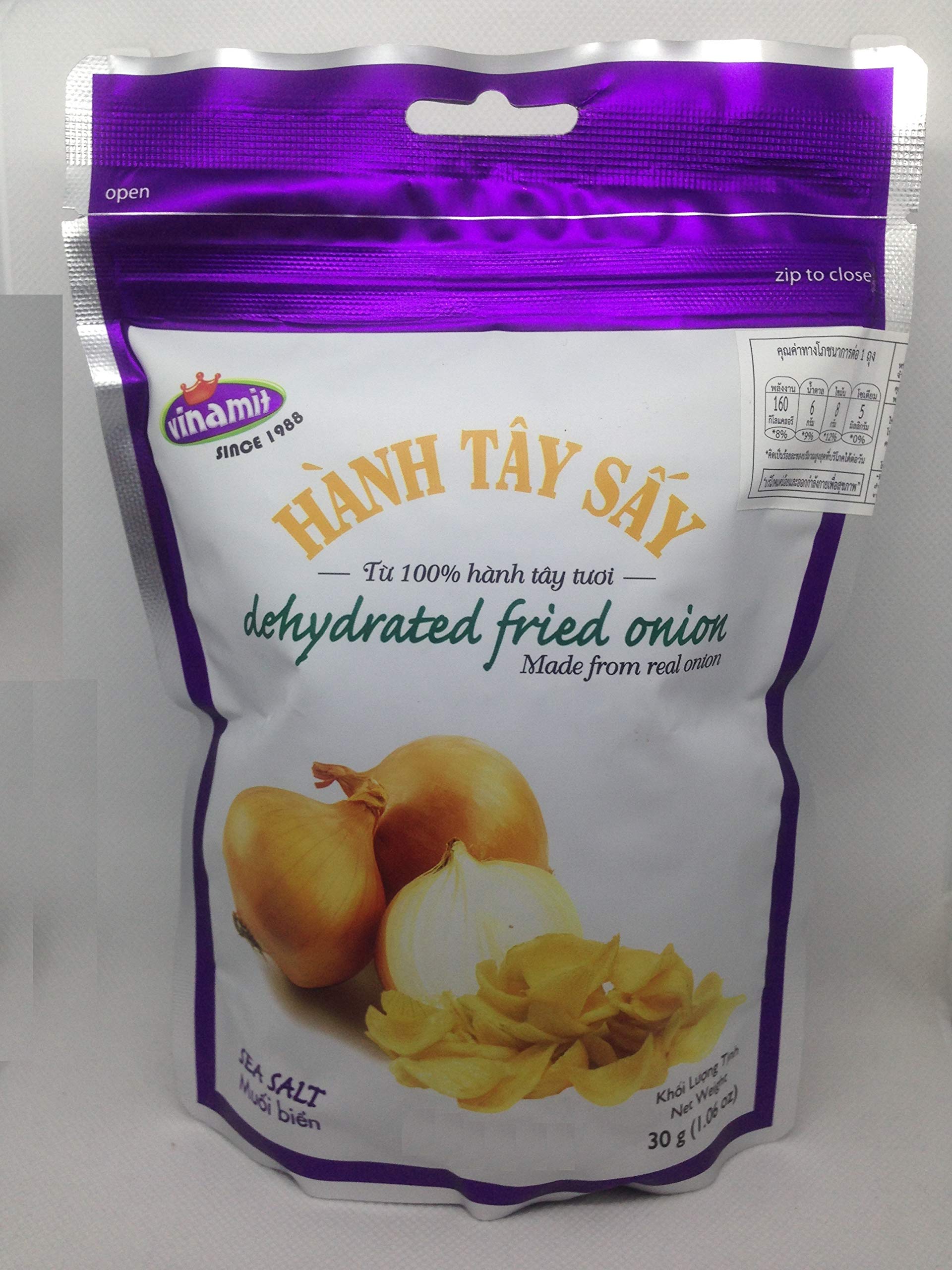 Vinamit Brand, Fried Onion Sea Salt, 100% Real Onion, Size 30g(1.06 oz) X 4 Packs