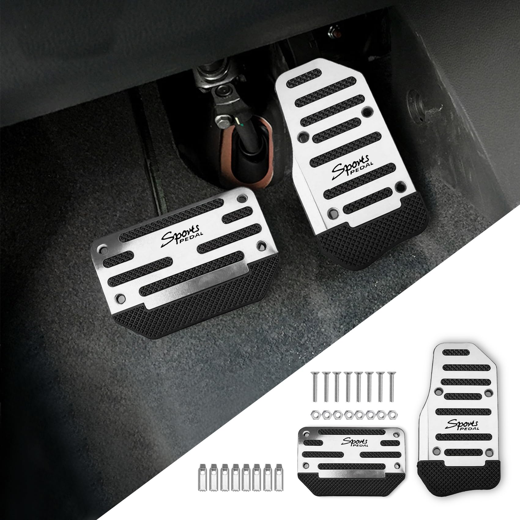 Photo 1 of PACLVIO 2PCS Non-Slip Car Pedal Covers, Premium Aluminum Alloy Gas and Brake Pedals Covers for Safe Driving, Automatic Transmission Pedal Covers Replacement Kit, Universal Car Accessories for Most Car