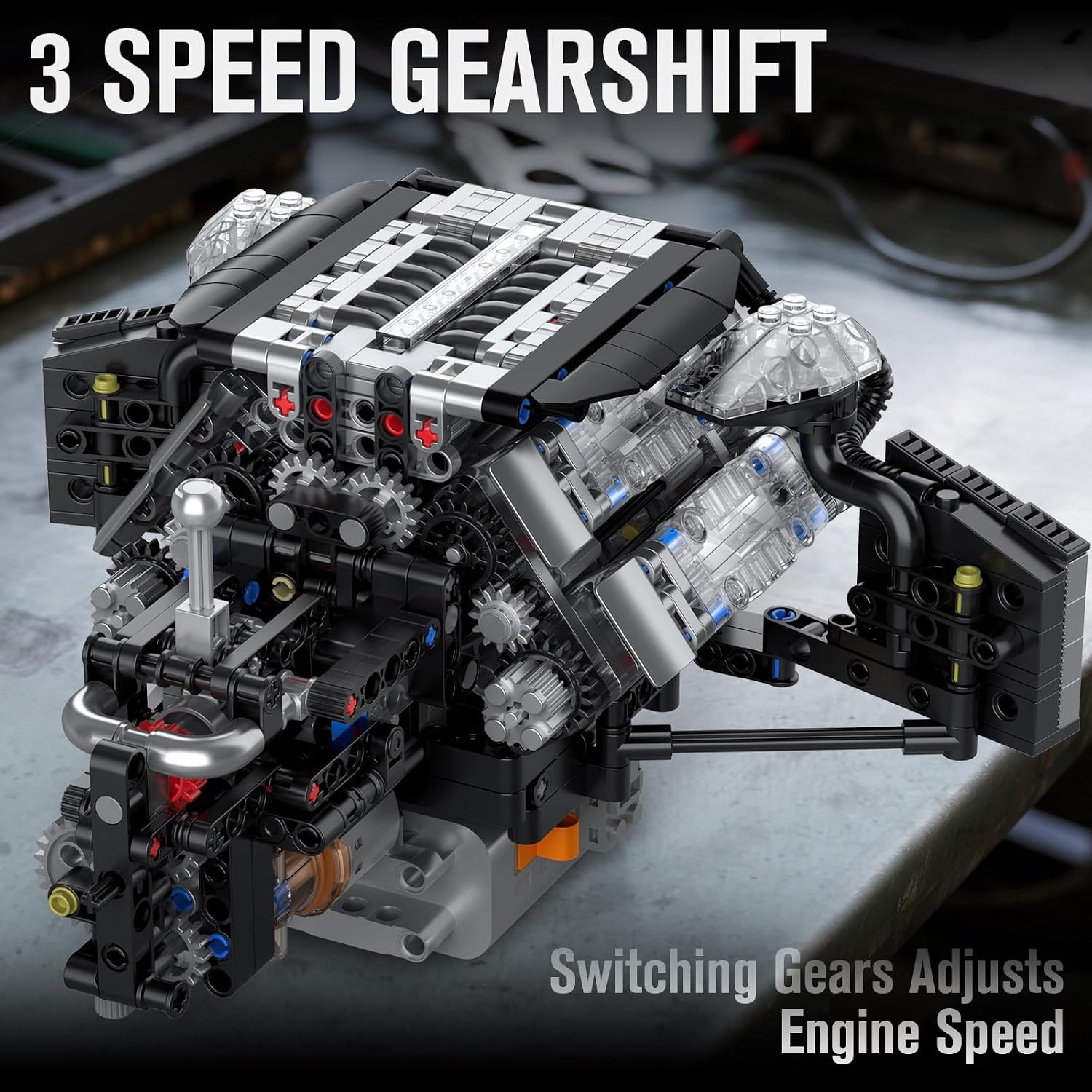 Mould King 10230 W12 Engine Building Block Set, MOC Mini Transmission Engine Model Toy for Adults 14+, V8 Engine Series for Display Collection(871 PCS)