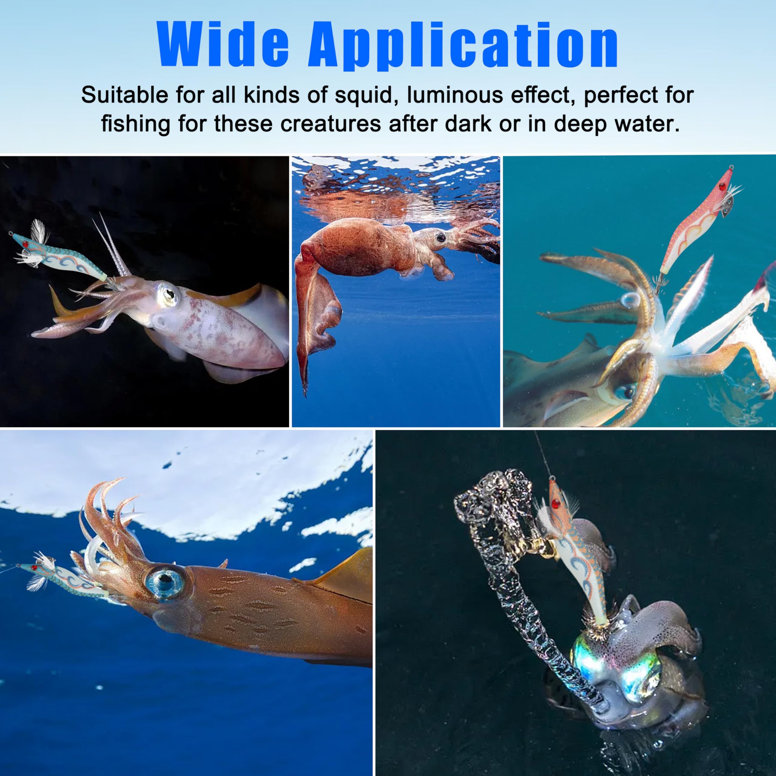 OROOTL Squid Jig - Cebo de pesca para pesca de camarones para pesca de tihtenfish, cebo artificial luminoso, anzuelo de pesca de agua salada