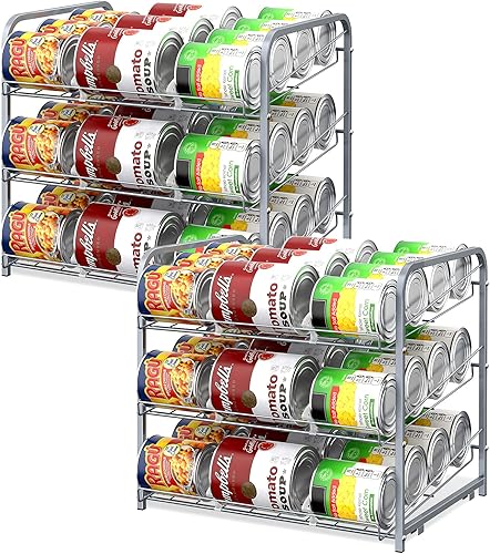 Vrisa Paquete de 2 organizadores de latas para despensa, dispensador apilable de almacenamiento de latas con capacidad para hasta 72 latas, para