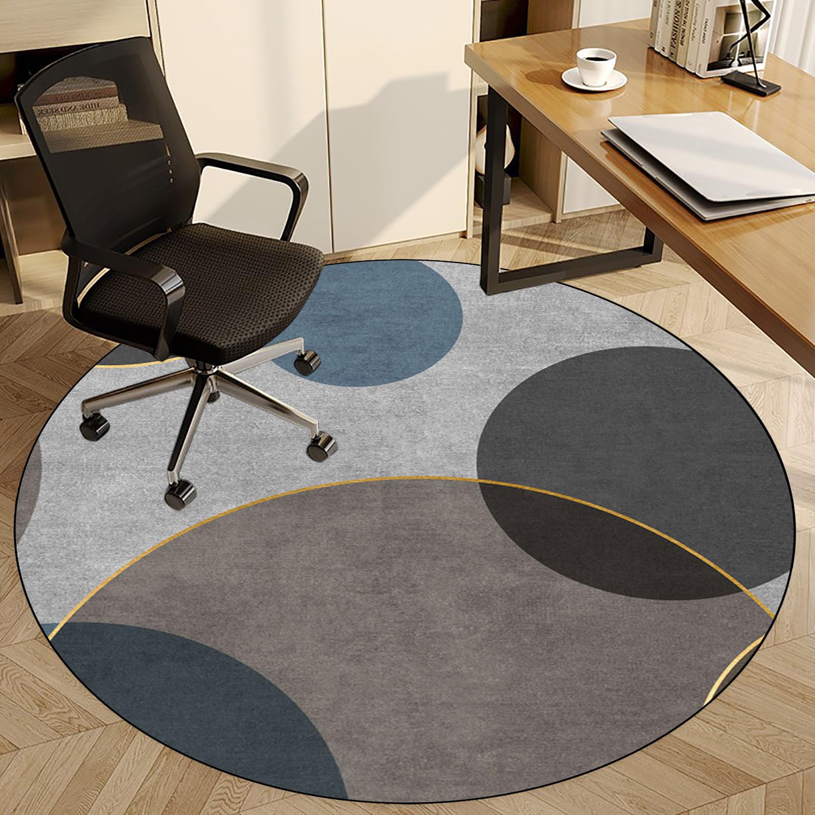 Fzamudng W1-300 Office Chair Mat For Hard Floors, Computer Desk Gaming Chair Mat, Round Chair Floor Mat For Low Pile Carpet Floors, 100 Cm Computer Chair Mat For Wooden Floor Protector For Home Office