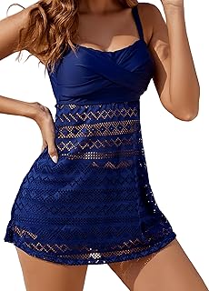 Mujer Elagant Encaje Sin Espalda Dos Piezas Tankini Barriga Cubierta Tankini Top Malla Color Sólido Traje de Baño Moda
