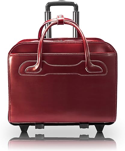 McKlein Willowbrook - Maletín de cuero desmontable de 17 pulgadas, con ruedas para mujer, portátil, computadora y tablet, bolsa de viaje para mujer,