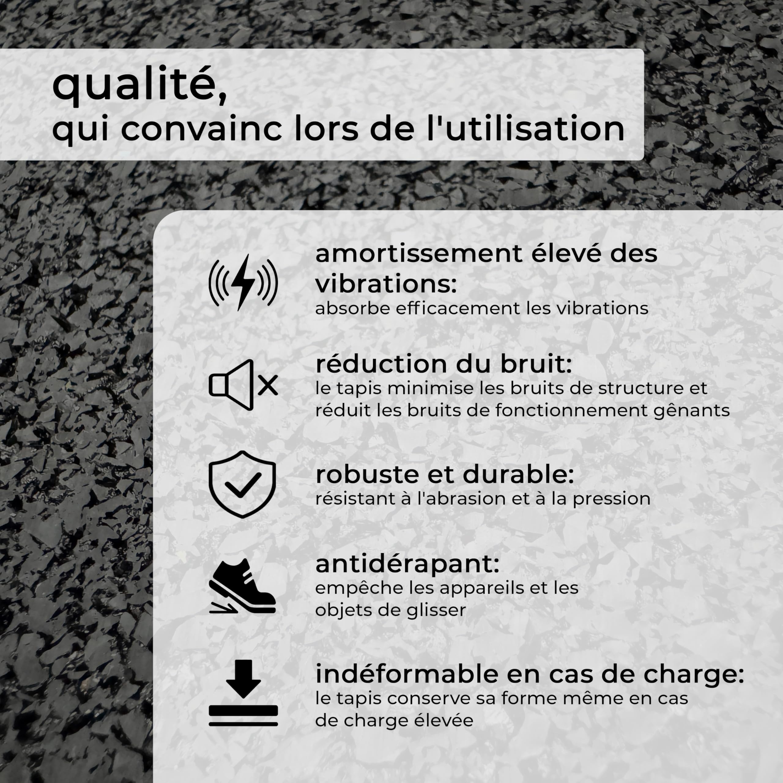 uficell Tapis de protection de bâtiment et tapis anti-vibration pour machine à laver ou sèche-linge 61 x 61 cm – 8 mm d'épaisseur, isolation acoustique de qualité supérieure - 4