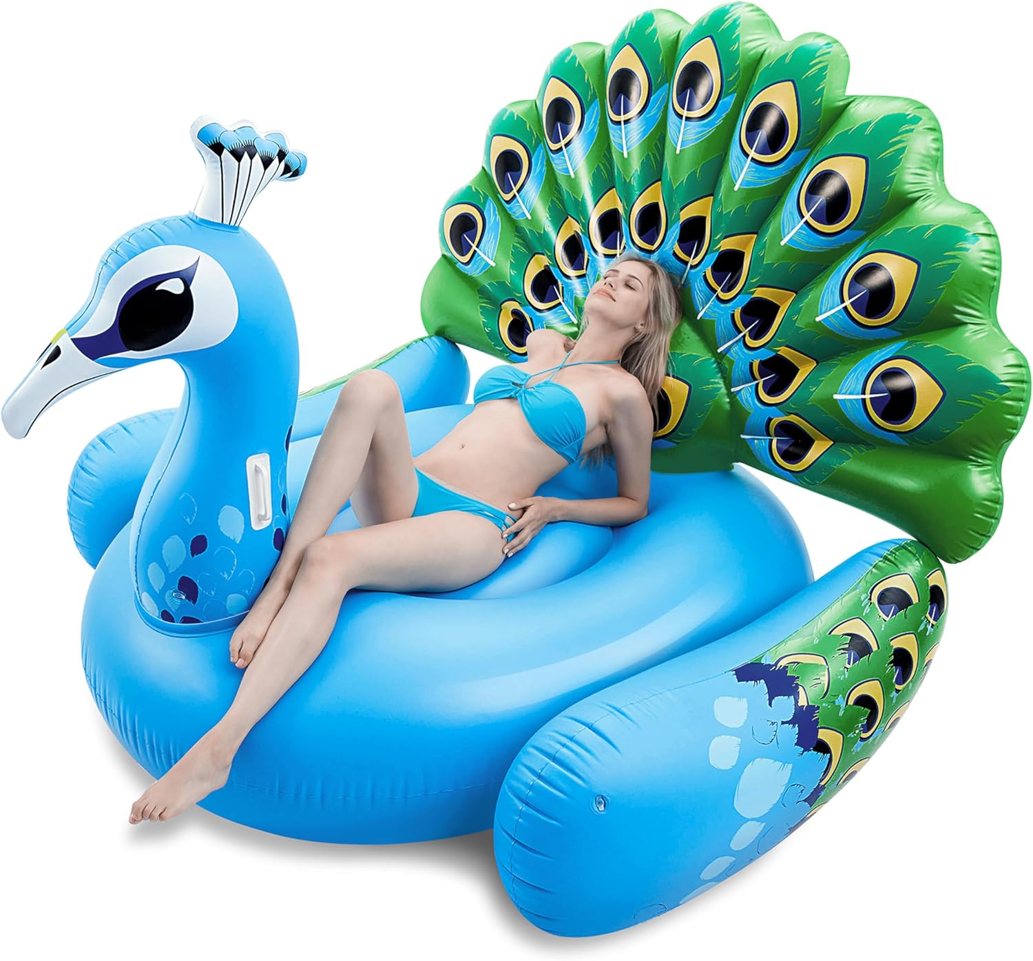 JOYIN Inflatable Peacock Pool Float - Giant Peacock Fun Beach Floaties, Pool Party Decorations Adult Size Inflatable Animal Summer Swim Pool Raft Lounge for Adults