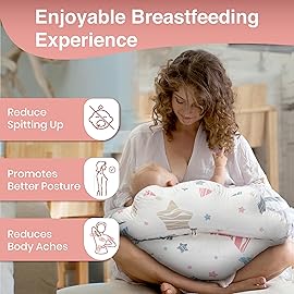 PILLANI Nursing Pillow for Breastfeeding & Bottle Feeding, Original Breast Feeding Pillow for Mom & Baby, Removable Cotton Cover, Adjustable Waist Strap, Baby Girl Boy Essentials Must Haves