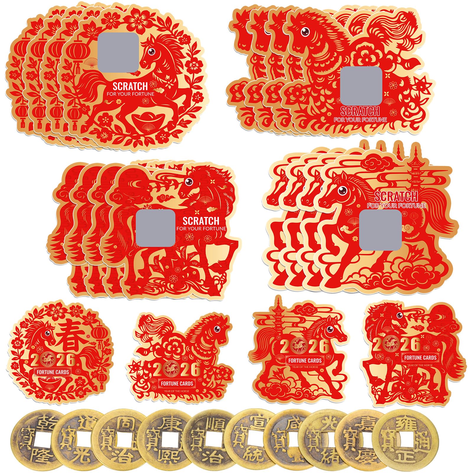 Sponsored Ad – DPKOW 32pcs Chinese New Year Scratch Off Cards 2025 with 10pcs Chinese Coins, 2024 Snake Shaped Fortune Cards Chinese New Year Party Favour Supplies Spring Festival 2025 Scratch Off Card Game