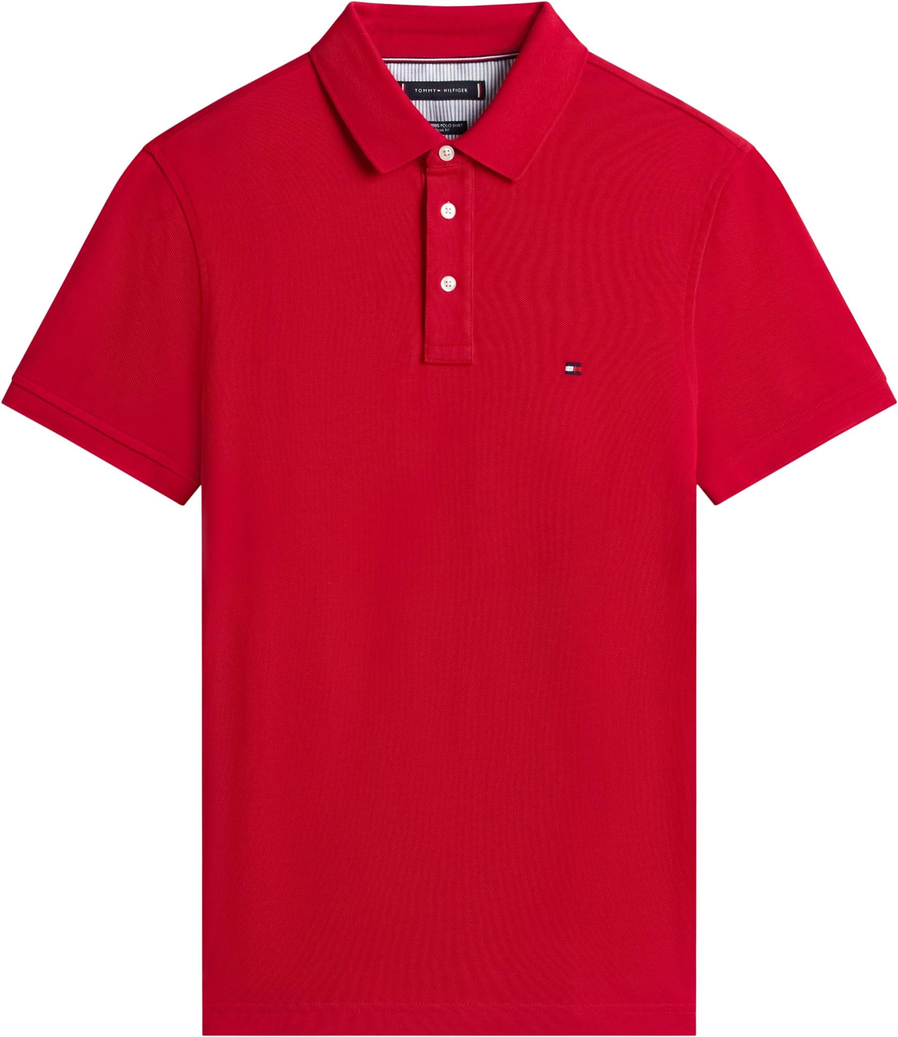 Tommy Hilfiger Męskie polo 1985 Slim MW0MW17771 S/S Polo, czerwone (średnio czerwone), XL, Czerwony (średni czerwony), XL