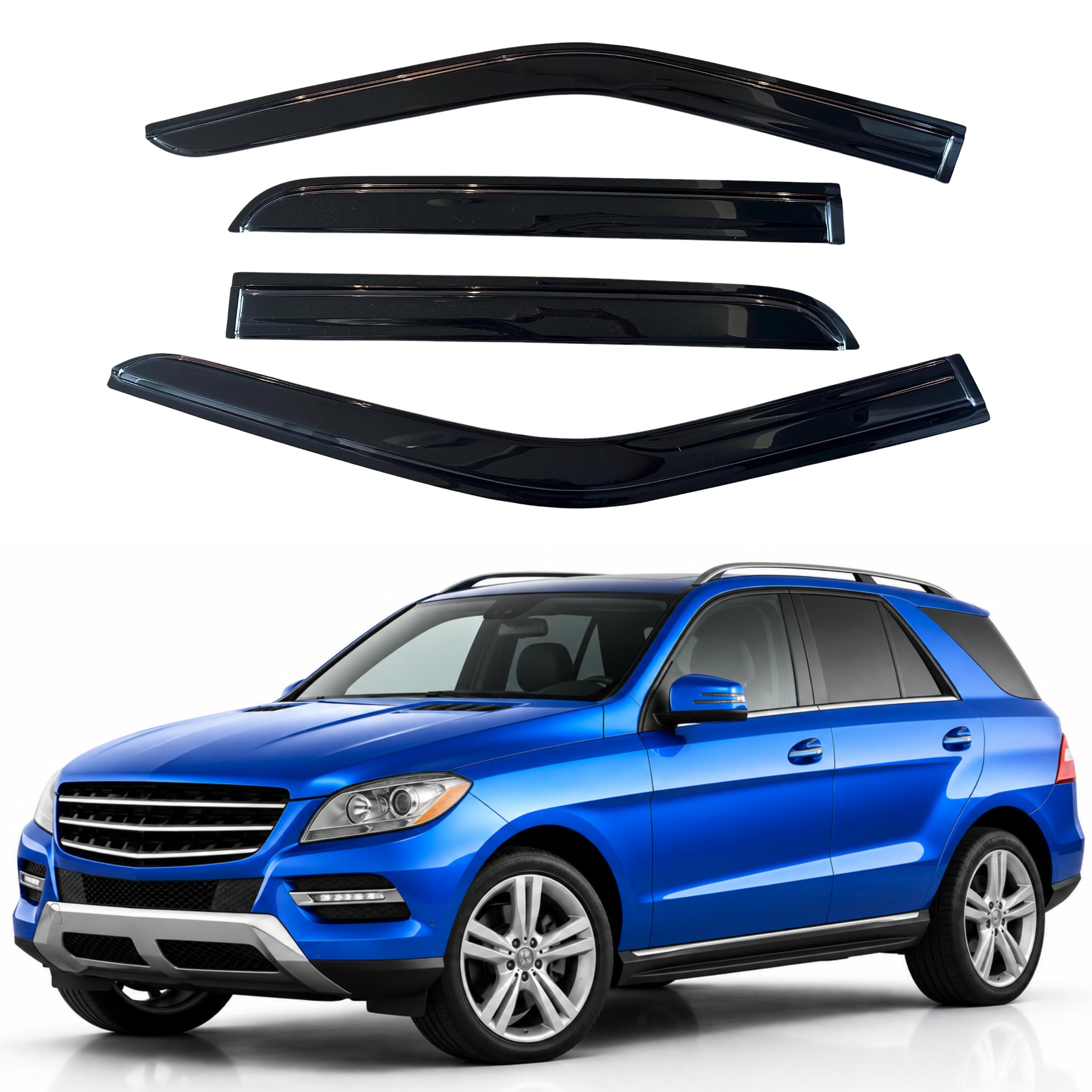IG Window Visors Fit for 2012-2019 Mercedes-Benz ML350 GLK350 GL450, Out-Channel Rain Guards Vent Wind Deflectors 4PC, Car Accessories for 2012-2019 Mercedes Benz ML/GL Class