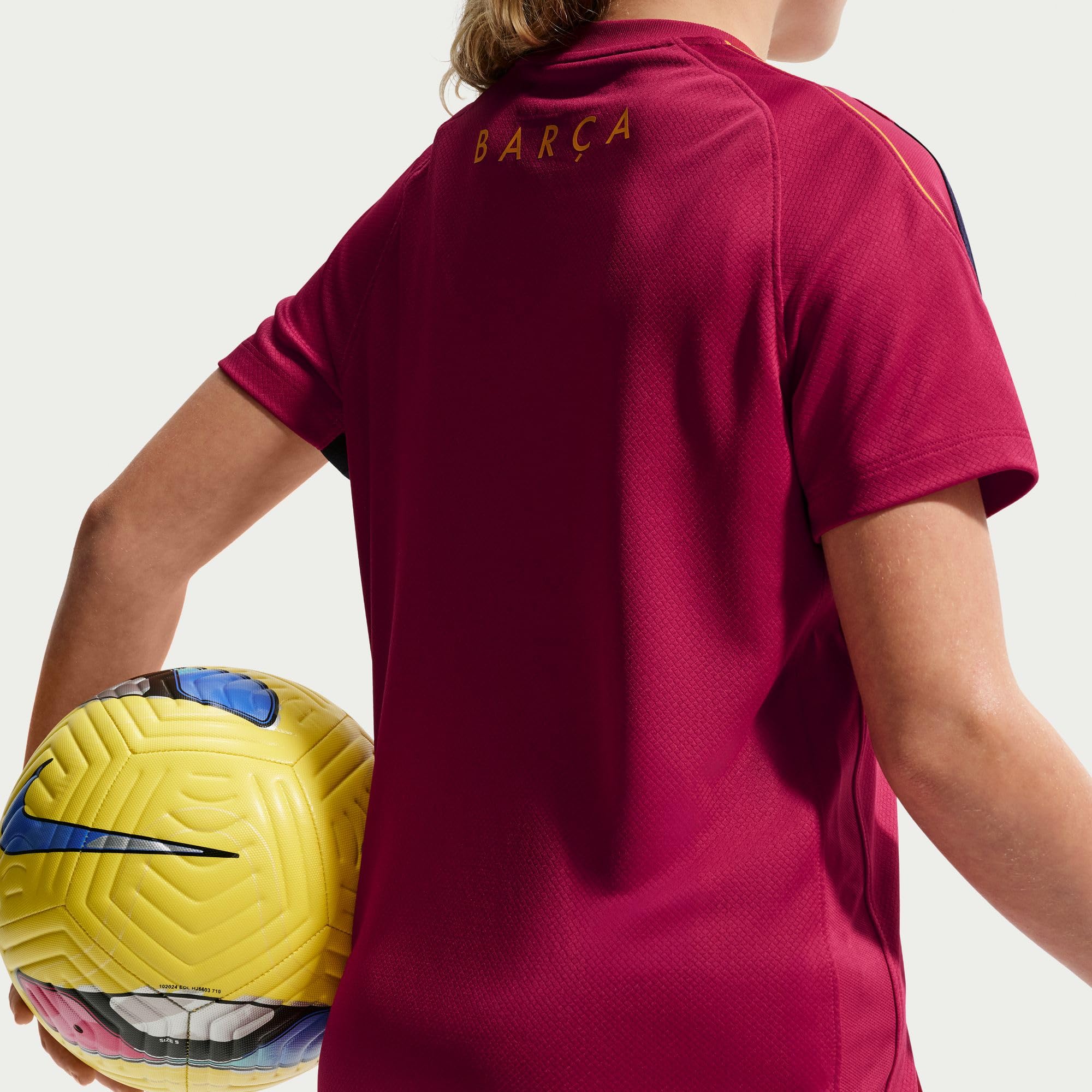 Fc Barcelona Strike Nike Dri-Fit II3237-621, koszulka piłkarska z krótkim rękawem, dla starszych dzieci, czerwony (Noble Red/Blackened Blue/Mineral Yellow), rozmiar M