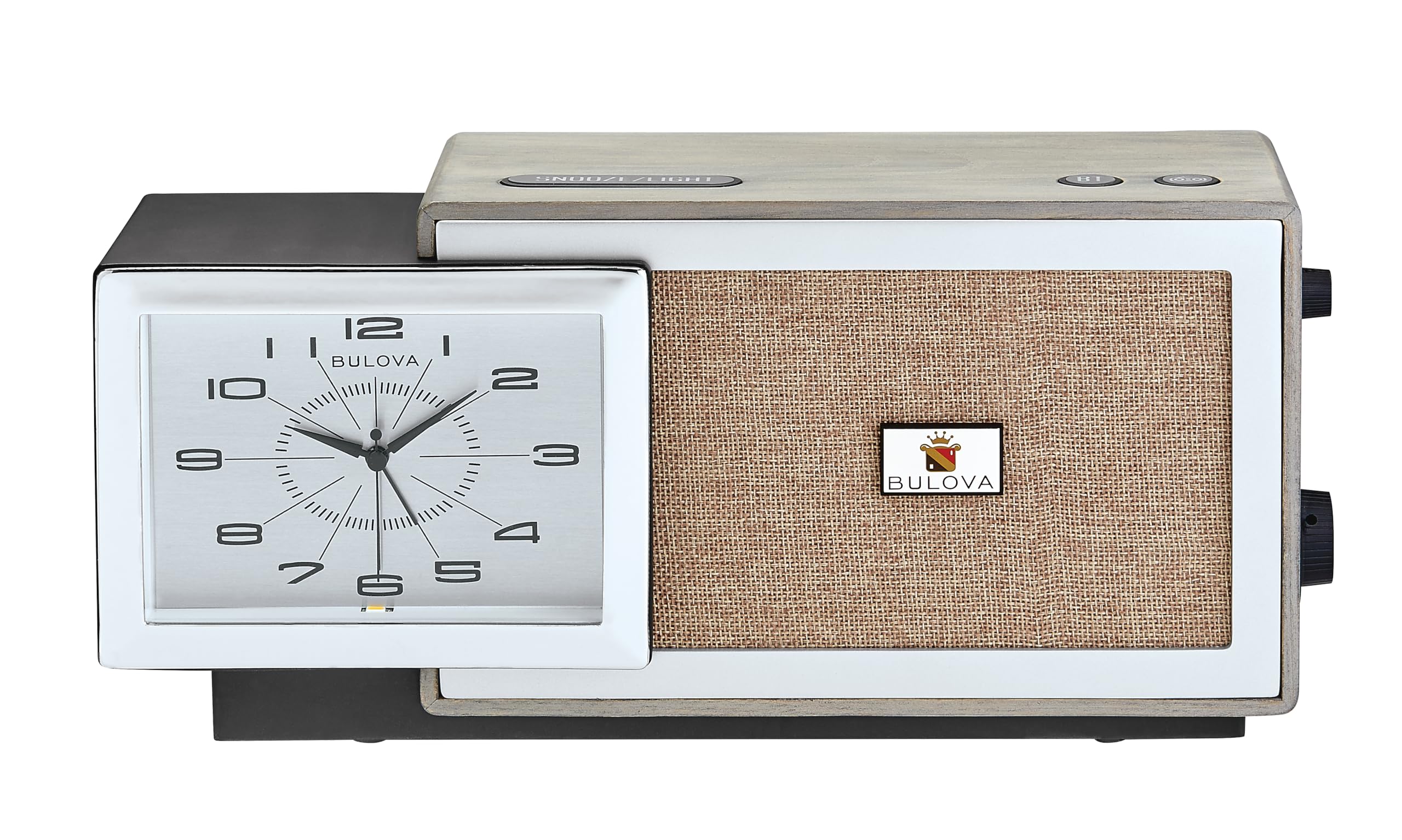 B7801 Fidelity Retro Modern Clock Radio Bulova 150th Anniversary Edition Solid American Ash Case Bluetooth Speaker FM Radio