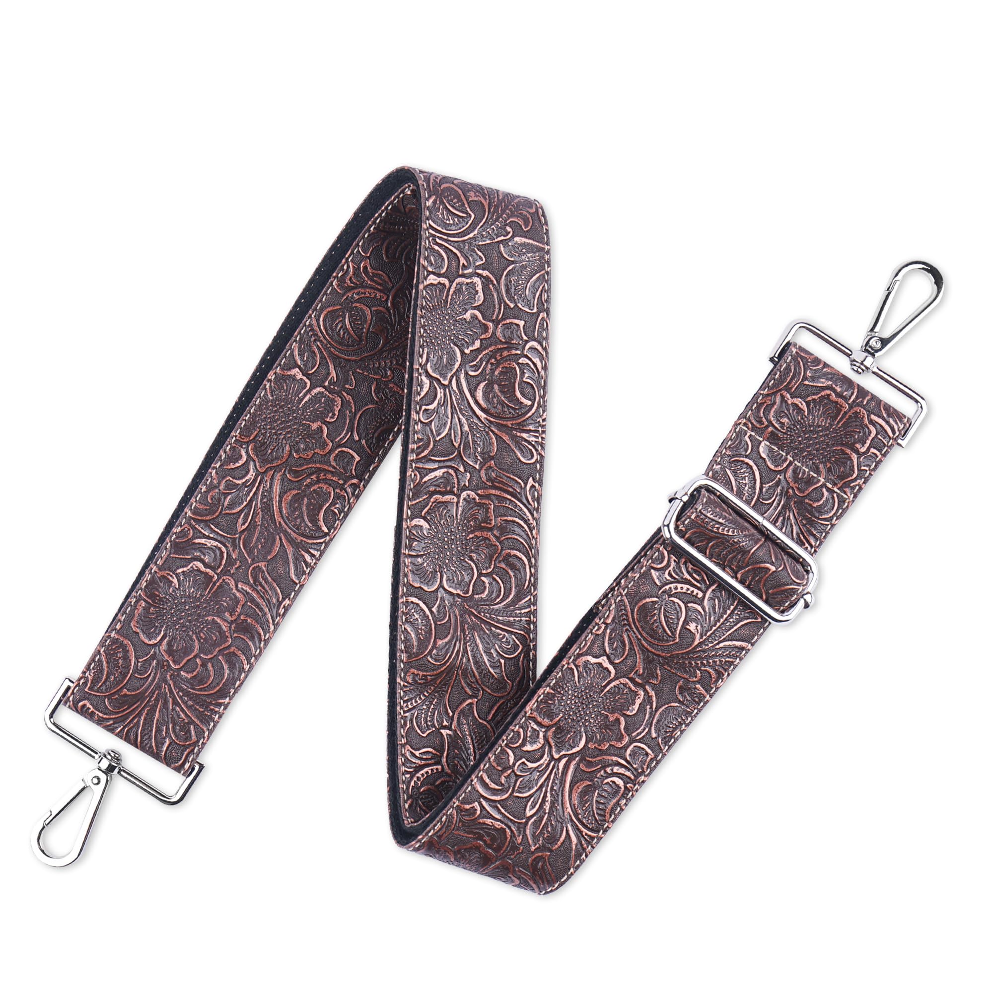 Mtzmy Unisex 1-Carved Copper Red Purse Straps Replacement Crossbody,Crochet Purse Strap For Handbags,Wide Shoulder Straps For Bags(1-Carved Copper Red)
