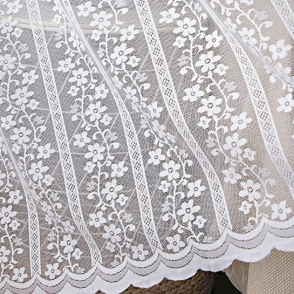 White Little Flower Lace American Style Sheer Curtains Voile Gauze Home Decor for Living Room Bedroom(2 Panels, W 100 x L 102 inch, White)