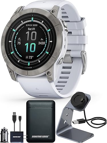 Garmin epix Gen 2 Pro Sapphire Edition, 2.008 in, titaniopiedra blanca Pantalla AMOLED, reloj inteligente de alto rendimiento, tecnología de