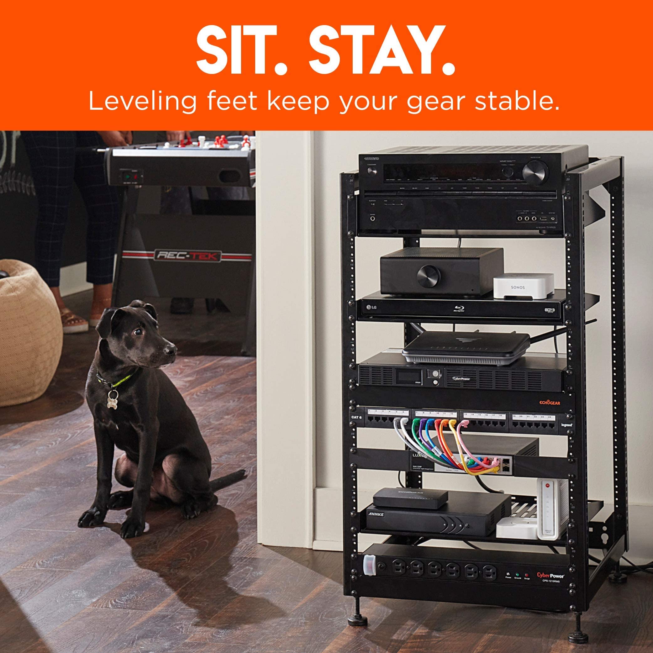 ECHOGEAR 2U Rack Regal – Universell, 30,5 Cm Tief, Belüftet, Bis 22,7 Kg Belastbar