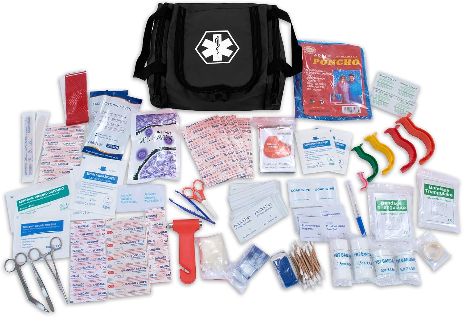 ASA Techmed First Aid EMS First Responder Fully Stocked Trauma First Aid Kit (Blue)