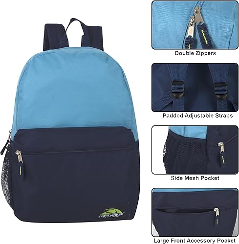 Miniatura 2 de Trail maker Paquete de 24 mochilas al por mayor para niños, escuela, adultos, deportes, mochilas de bloque de color de 18 pulgadas a granel