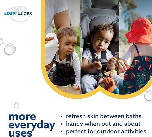 Miniatura 4 de WaterWipes Paquete de 300 toallitas de baño originales (5 paquetes) y toallitas de baño XL, 16 unidades (1 paquete), sin plástico, 99.9% toallitas a