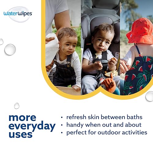 Vista 6 de WaterWipes Sensitive+ Toallitas de baño, 3 en 1 limpias, cuidan, protegen, 99.9% de agua, sin perfume e hipoalergénicas, 16 unidades (paquete de 1)