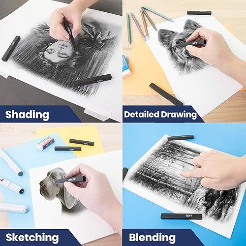 Miniatura 8 de Pacific Arc Palitos de carbón comprimido suaves, paquete de 12 para dibujar, dibujar y sombrear