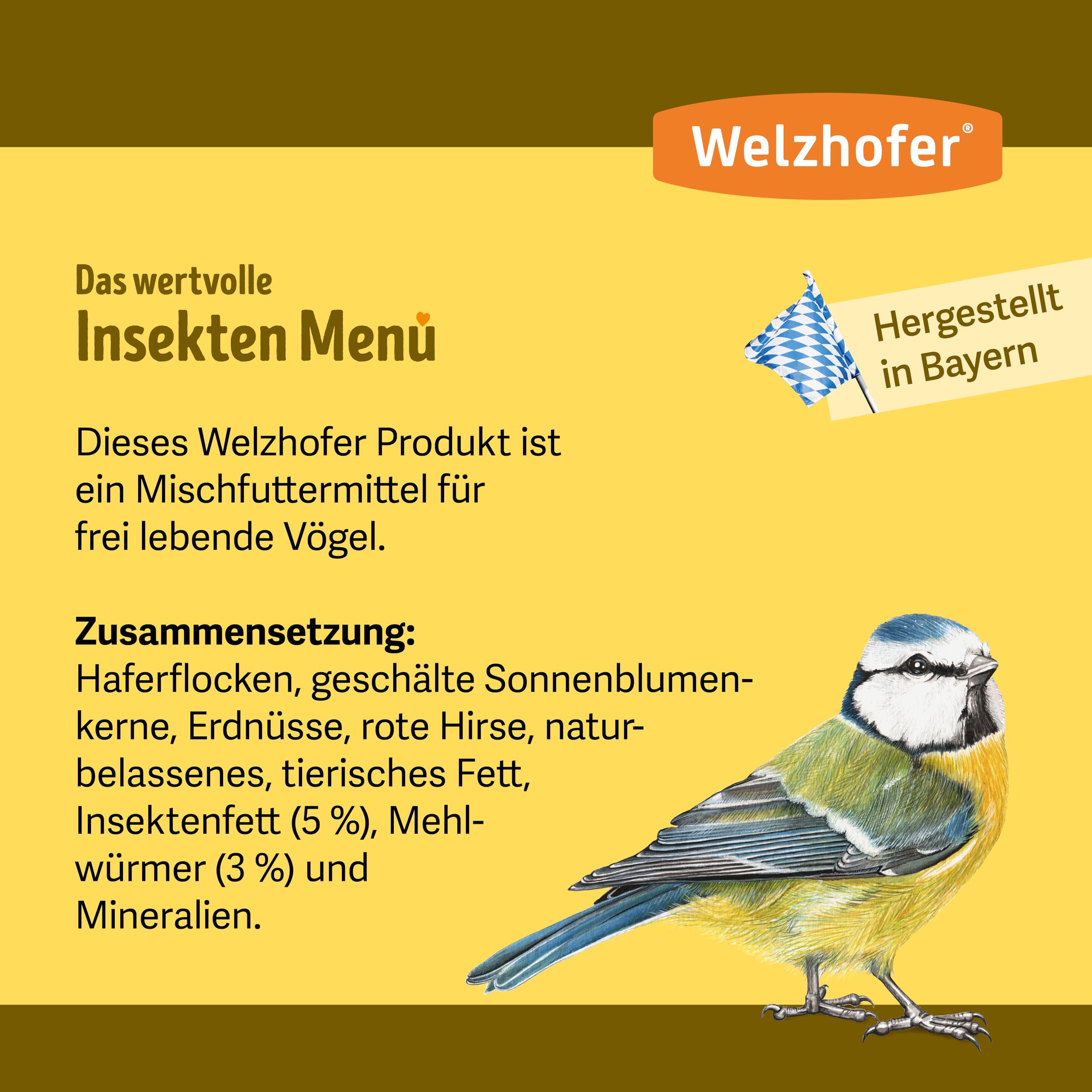 Insekten Menü 9kg, reichhaltiges Vogelfutter für Wildvögel mit Insektenfett & Mehlwürmern - Ohne Rosinen und künstliche Zusätze für Gartenvögel - Passend für Vogelhäuser & Futtersäulen