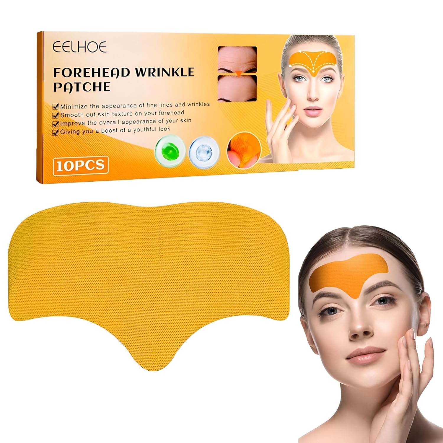 10 Pcs Forehead Wrinkle Patch | Anti-Aging Forehead Pads with Hydrolyzed Collagen | Smooth Skin Treatment for Wrinkles | Lightweight Face Mask for Men & Women