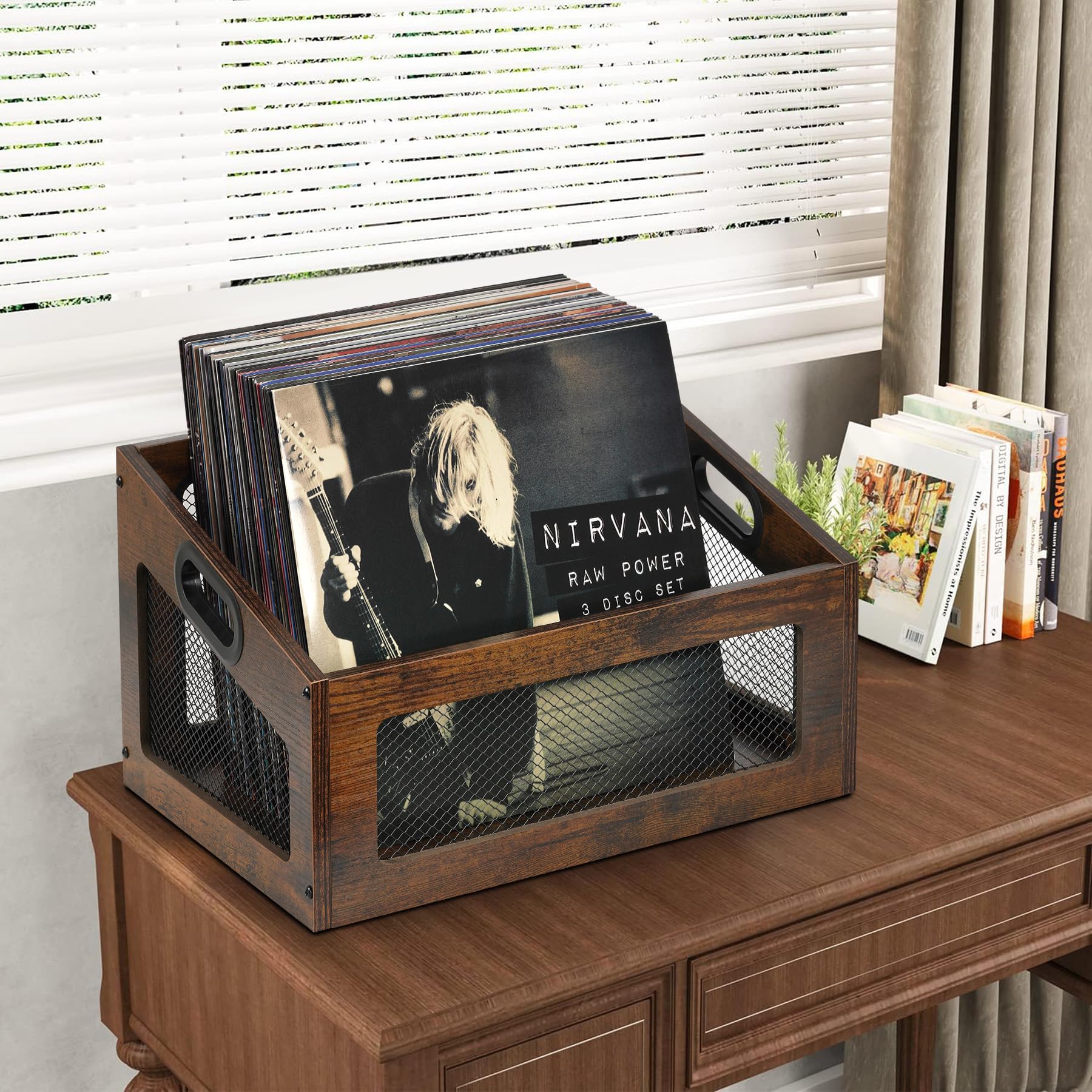Schallplatten Aufbewahrung Vinyl Schallplattenständer, Schallplatten Kiste - schallplatten, Buch und Vinyl Platte Album Lagerung,40x30x24cm Record Aufbewahrungshalter Schallplattenbox