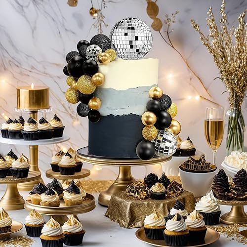 Miniatura 9 de 32 piezas de decoración de pastel de niña rosa intenso, decoración de pastel de bola de discoteca para boda, cumpleaños, baby shower, fiesta