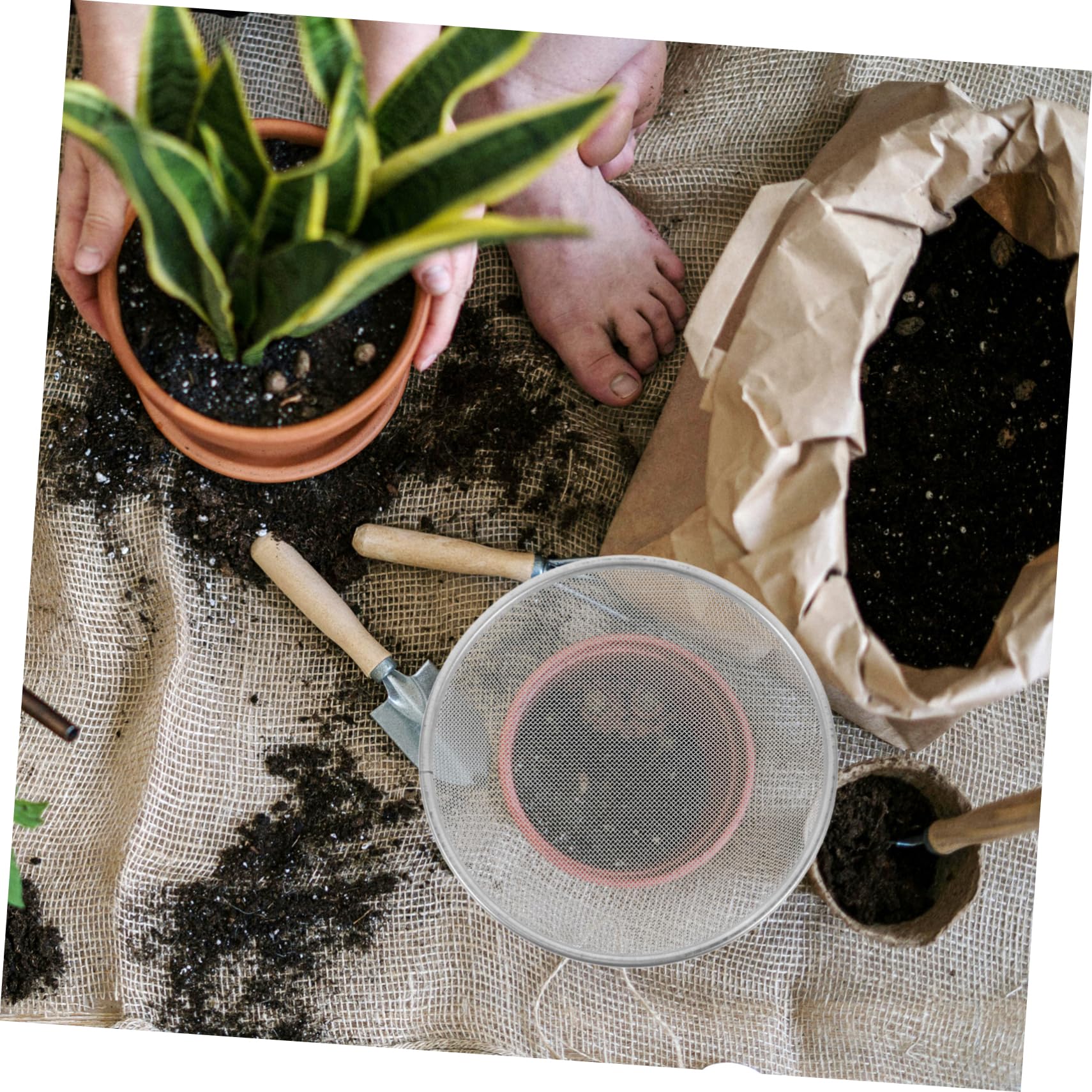 VICASKY Cedazo de Malla Delicada para Compost y Suelo, 30 Cm, Compatible con Cubo de 5 Galones, Herramienta de Jardinería y Duradera