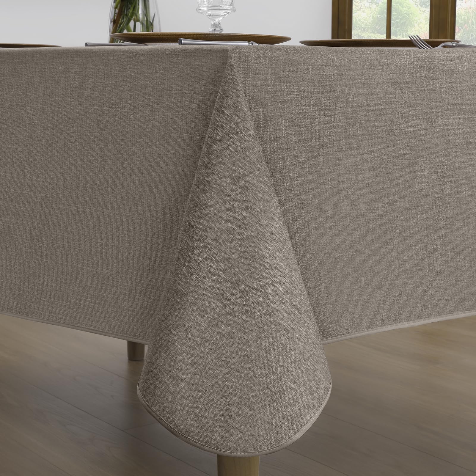 Romanstile Wachtuchtischdecke mit Saum Leinenopitk