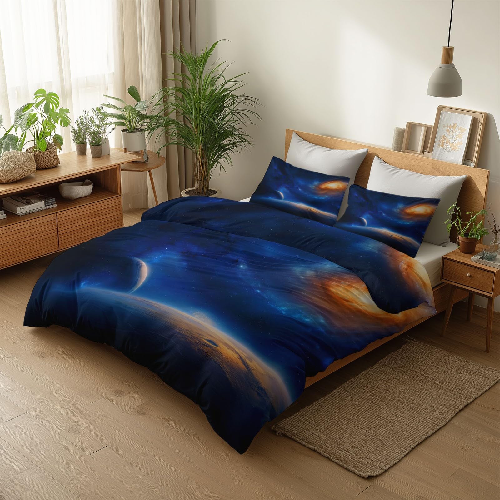 Komplet pościeli 240 x 220 cm, Sci Fi Kosmos – dwustronna pościel z mikrofibry, poszewka na poduszkę z poszewką na poduszkę, nie wymaga prasowania i nie gniecie się, fantastyczna galaktyka poszewka na