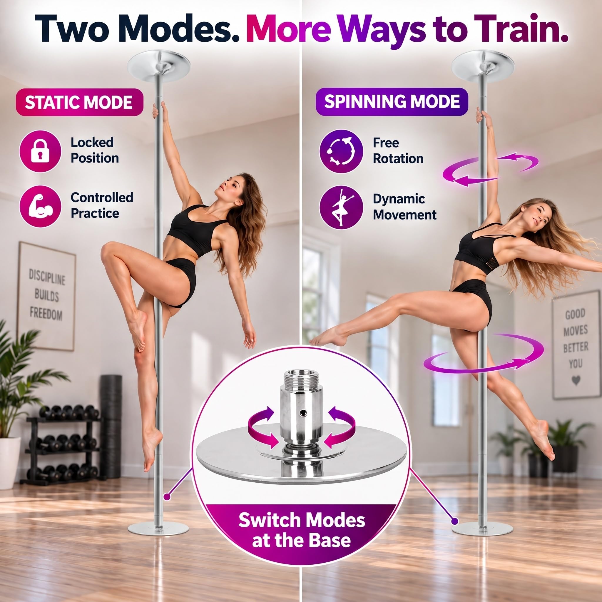 Amazon.com : ZENY Dance Pole for Home, 45mm Spinning and Static