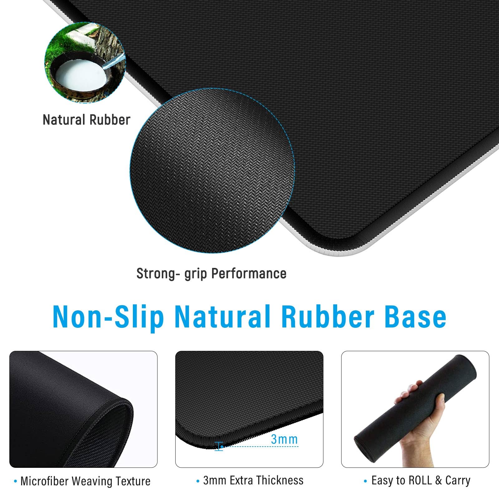 Anpollo Tappetino per mouse da gaming, XXL, grande, con gomma impermeabile e antiscivolo, per PC, MacBook, studio, laptop, gaming, casa, bianco, topografico, 900 x 400 mm