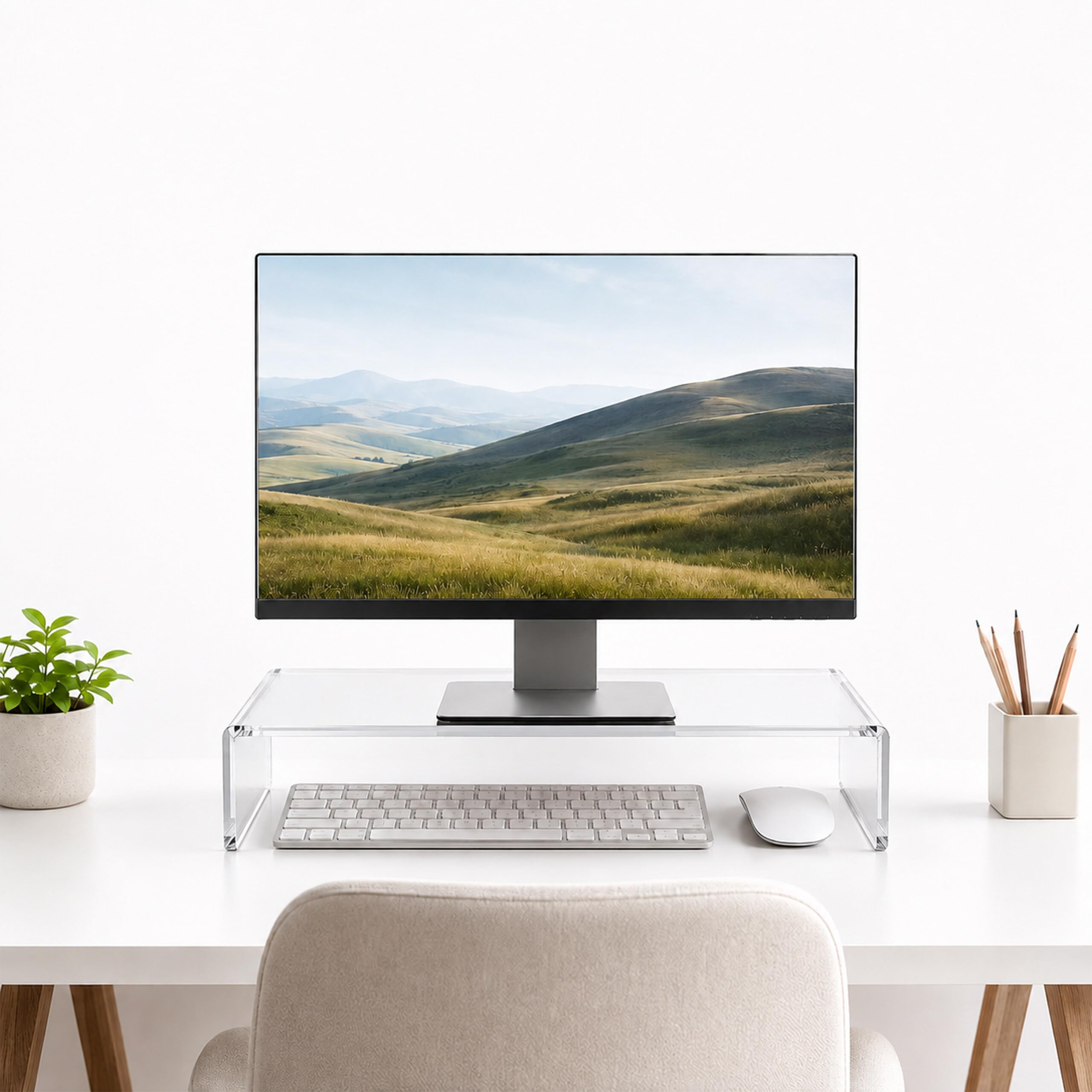 Relaxdays Supporto monitor ergonomico in acrilico trasparente