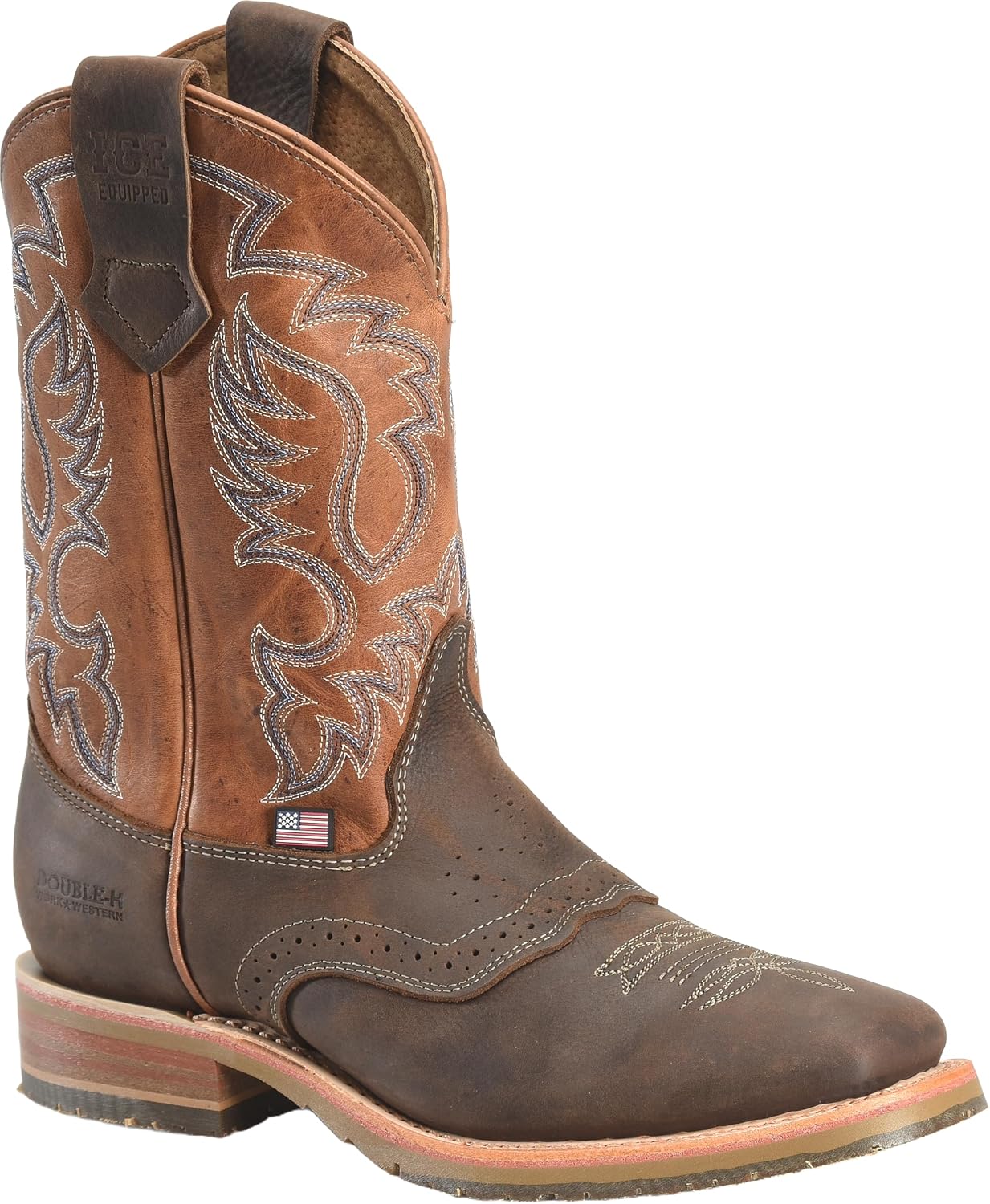 DOUBLE-H Mens 11" Soft Toe Square Toe Roper Western Boot, Durable Leather Boots for All-Day Comfort and Style