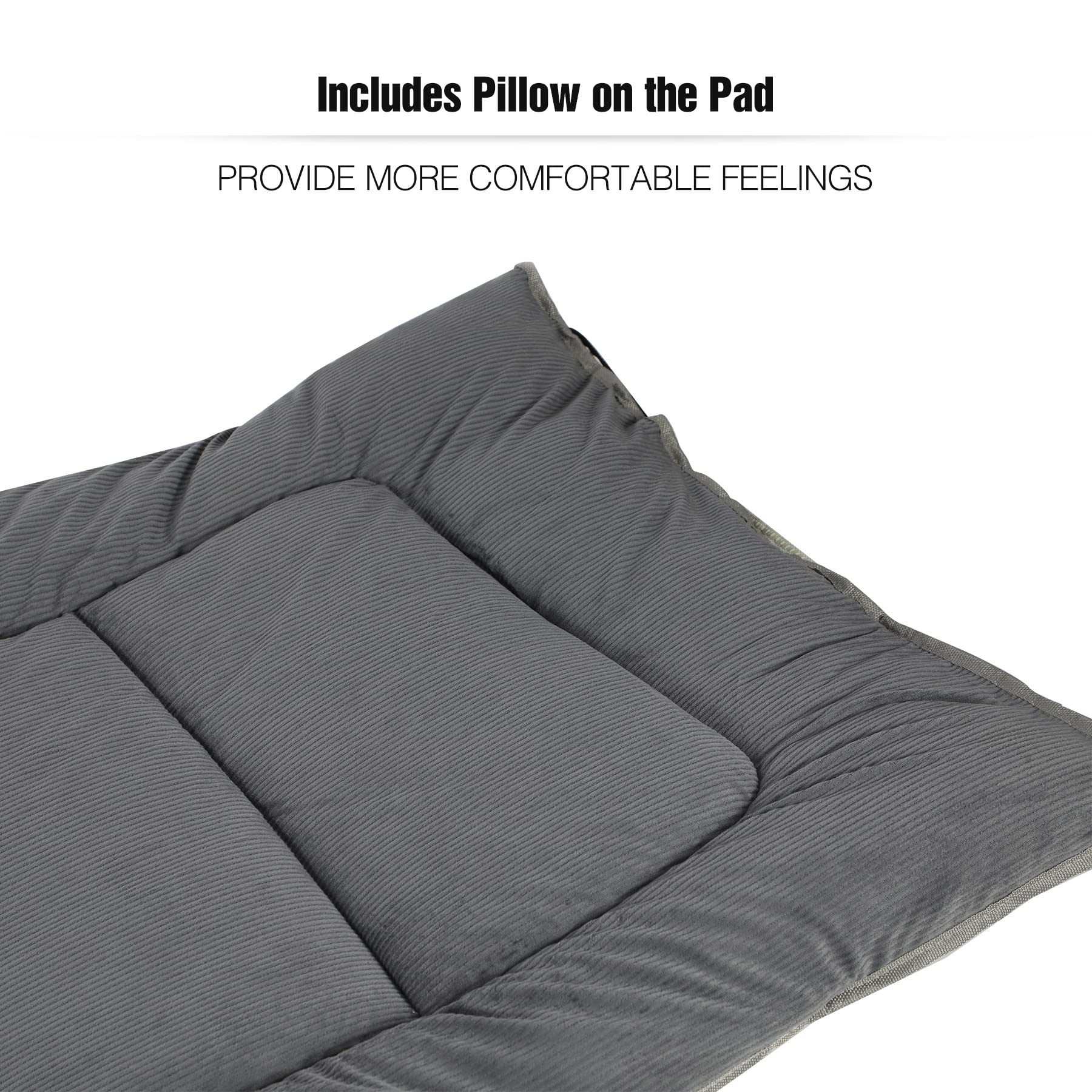 REDCAMP morbido cuscino da campeggio, letto pieghevole 190x70 cm, cotone spesso, imbottitura poliestere di alta qualità, grigio scuro