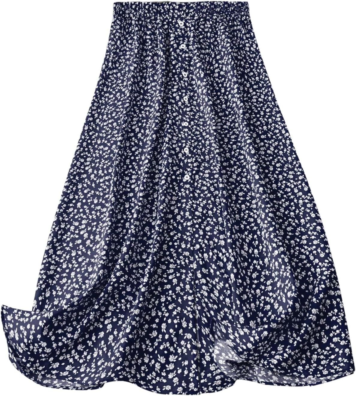 GORGLITTER Women's Plus Size Skirt Boho Trendy Summer Vacation Floral Midi Skirts High Waisted A Line Flowy Maxi Skirt