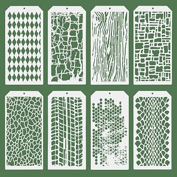 Texture Stencils 8 Pieces Stencils for Crafts Reusable Leopard Brick Painting Stencils for Painting Natural Scrapbook Stencil for Painting DIY Crafts Scrapbook Wall Decoration