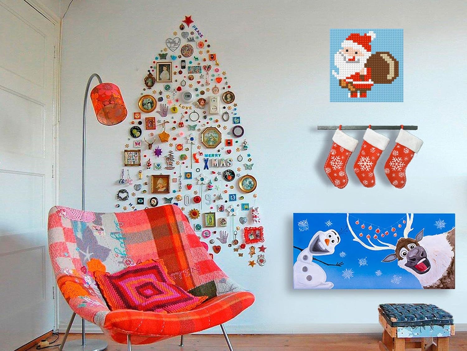 Mosaic Wall Art, DIY Kit, Mini Santa, 10” by 10” Inches, 1x1 Building Brick, 1024-Piece Set, Easy-to-Follow Instructions, Create Lasting Memories with Pic-Brick.