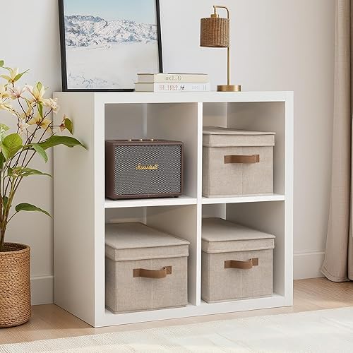 Miniatura 7 de StorageWorks Contenedores de almacenamiento grandes con tapas, cajas de almacenamiento decorativas con tapa y asas de poliuretano, cestas de