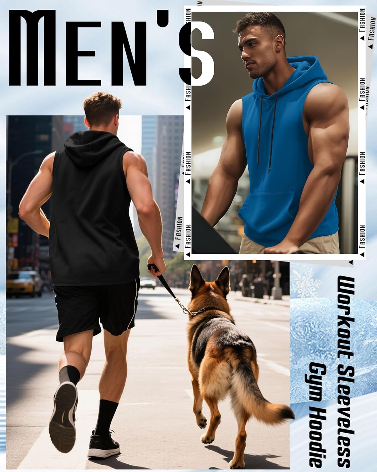 3 Pack Men's Hooded Tank Tops, Workout Sleeveless Gym Hoodie Muscle Bodybuilding Running Cut Off Shirts