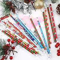 Vista 4 de Outus 48 lápices de Navidad con borrador, lápices de madera de Navidad, lápiz navideño con elementos de Navidad para regalos de Navidad, suministros
